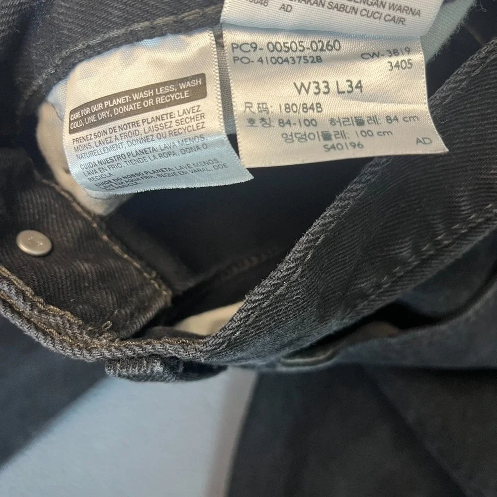 Levi's 505 Unisex Jeans Grey‎ Black Denim W33 L34 (32) 100% Cotton Y2K VTG